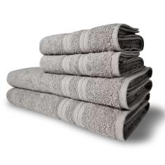 Imagem de Jogo De Toalhas Luxo 4 Pçs Itália Soft 2 Banho 2 Rosto Cinza