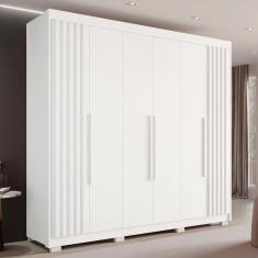 Imagem de Guarda Roupa Casal Ripado com 6 Portas e 6 Gavetas Granada - Sallêto - Branco
