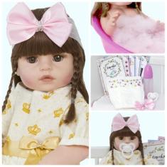 Imagem de Boneca Tipo Reborn Princesa 100% Silicone Realista Com Itens - Cegonha
