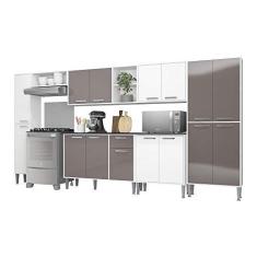 Imagem de Cozinha Compacta Multimóveis Xangai Blues Fg3282 com Armário e Balcão Branca/lacca Fumê