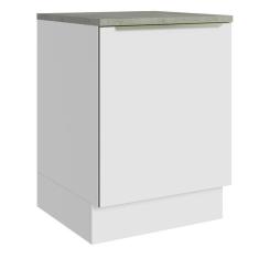 Imagem de Balcão 60Cm 1PTA Branco/Branco Veludo Lux Madesa Branco