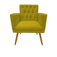 Imagem de Poltrona Decorativa Nina Capitonê Corino  Pés Madeira Ms Decor