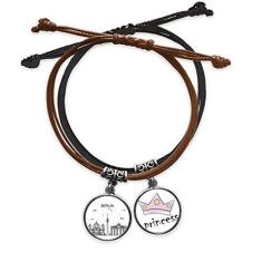 Imagem de DIYthinker Pulseira alemã Berlim para arquitetura com corrente de mão, pulseira de princesa de couro