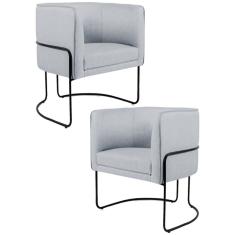 Imagem de Kit 2 Poltronas Decorativas Base Aço Betina C-315 Linho  - Domi