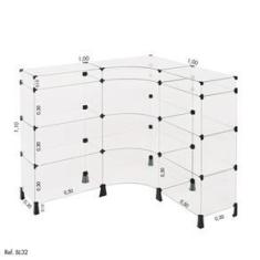 Imagem de Balcão de Atendimento L Modulado em Vidro 1,00 x 1,10 x 1,00