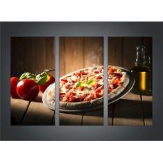 Imagem de Quadro Decorativo Pizza Pizzarias Restaurantes Gourmet Com 3 peças Com