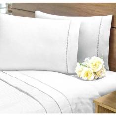 Imagem de Lençol 3 Peças 400 Fios Para Cama De Solteiro Branco Cotex