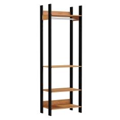 Imagem de Guarda Roupa Closet Industrial Com Cabideiro 4 Prateleiras Tw402 Freijó/Preto Fosco