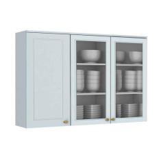 Imagem de Modulo Cozinha Henn Americana Armario 3 Portas De Vidro 2 C Vidro Branco