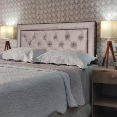 Imagem de Cabeceira King 195 Cama Box Classic Diamond Bege Suede Painel Rbl