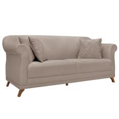 Imagem de Sofá 2 Lugares para Sala de Estar 180cm Eva Linho Marrom - Montanaris Decor