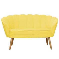 Imagem de Namoradeira Estofada 2 Lugares Para Sala Comercial Pétala Suede Amarelo - LM DECOR