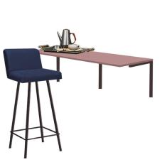 Imagem de Kit Mesa Suspensa de Parede Fixa MDF Rosa + 1 Banqueta Lexi Ferro Marrom Corino Azul Marinho - Ahazzo Móveis