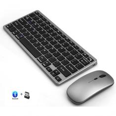 Imagem de Kit Teclado E Mouse Sem Fio Bluetooth + 2.4ghz Bateria Recarregavel