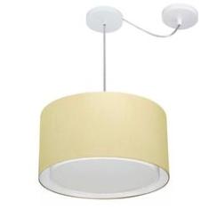 Imagem de Lustre Pendente Cilíndrico Com Desvio Md-4305 Cúpula em Tecido 40x25cm Algodão Crú - Bivolt