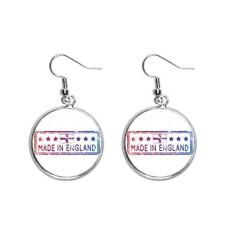 Imagem de Feito no Reino Unido, Inglaterra, padrão de bandeira de marco, orelha, pendente, brincos pendentes, joia feminina