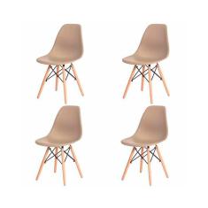 Imagem de Kit Com 4 Cadeiras Eames Design Moderno Madeira Fendi 120Kg