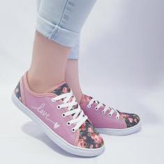 Imagem de Tênis Feminino Love Sola Baixa Casual Confort Estampado K124 - Fabrica