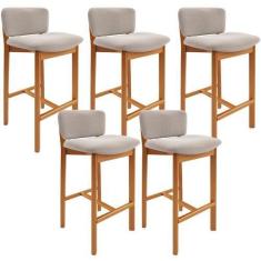 Imagem de Kit 05 Banquetas Alta Para Cozinha Sala de Jantar Bar Dara L02 Bouclê 