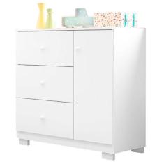 Imagem de Berço Americano Mirelle e Cômoda Infantil Duda Branco Brilho com Colchão Gazin – Phoenix Baby