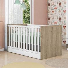 Imagem de Berço Mini Cama Carvalho Rústico Branco Com Colchão