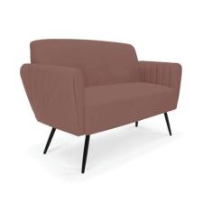 Imagem de Sofá Namoradeira Pés Palito de Ferro Bruna Veludo Rosê - D'Rossi