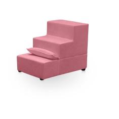Imagem de Escadinha Para Pet Baú Escadinha Para Cachorro E Gato Subir Na Cama 3 Degrau Suede Rose