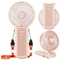 Imagem de ISFOFO Mini ventilador portátil 1 pacote, ventilador portátil de 4 velocidades, ventiladores manuais pessoais de resfriamento operados por bateria recarregável, ventilador pequeno de viagem dobrável
