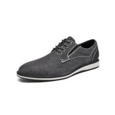 Imagem de Tênis masculino casual de lona com cadarço e bico fino - confortável e elegante, Preto, 37