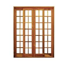 Imagem de Portal Correr Quadriculado 4 Folhas Itauba Reto com Fechadura 1,80 X 2,10 Rodam Natural