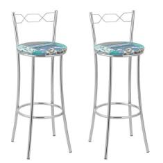 Imagem de Kit 2 Banquetas Cromadas Bc51-a D410 Cromado/azul