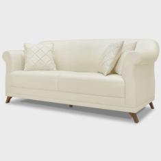 Imagem de Sofa 3 Lugares Retro Polo 200cm Com Almofada Linho Natural Ezz