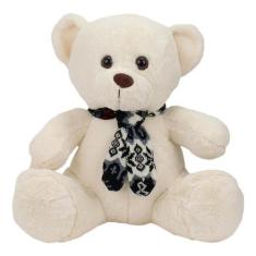 Imagem de Urso Giigante Branco Sentado Cachecol 77cm - Pelúcia - Foffy