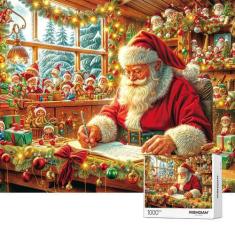 Imagem de Quebra-cabeças WISHDIAM 1000 peças de Natal, Papai Noel