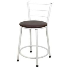 Imagem de Banqueta Baixa Para Cozinha Epoxi Branca Marrom