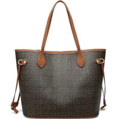 Imagem de Queenoris Bolsa feminina com alça superior, bolsa de ombro clássica de grande capacidade, Marrom