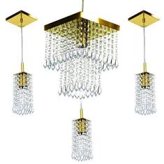 Imagem de Kit 1 Pendentes Marrycrillic + 3 Pendentes Clearcrilic Gold