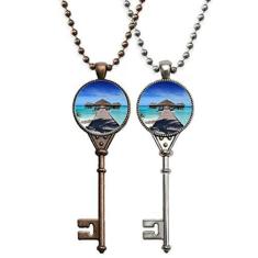 Imagem de Colar de chave com imagem da natureza da casa do oceano, joia para decoração de casal