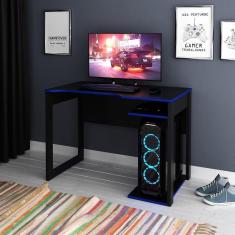 Imagem de Mesa Gamer Escrivaninha Home Office Nicho Preto Azul