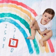 Imagem de Tapete De Atividade Infantil E Foto Mesversário Bebê Cobre Leito Dupla