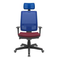 Imagem de Cadeira Office Brizza Tela Azul Com Encosto Assento Poliester Vinho Au
