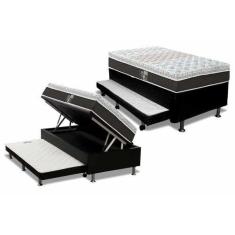 Imagem de Cama Box Baú C/Auxiliar Solteiro: Colchão Molas Castor Pocket Class Hí