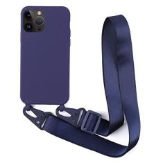 Imagem de Colar Crossbody Alça Cordão Estojo Para iPhone 14 13 12 Mini 11 Pro X XR XS Max SE 2 3 7 8 Plus Silicone Soft TPU Capa, Azul Escuro, para iPhone 13 mini