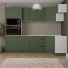Imagem de Cozinha Modulada 7 Peças sem Tampo com Rodapé Ipanema Cabecasa Madeiramadeira Verde Folha