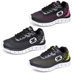 Imagem de Kit 3 Tênis Infantil Feminino Evoltenn Impacto Black, Black, 31