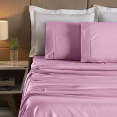 Imagem de Jogo de Lençol King 04 Peças 100% Algodão Percal 250 Fios Ponto Palito