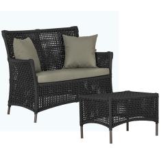 Imagem de 1 Sofá Área e Mesa Igapó Alumínio Pintura Marrom Corda Náutica Estofado Impermeável Almofada 8 Trama