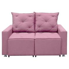 Imagem de Sofá Retrátil 2 Lugares Bariloche 1.80cm Shop Das Cabeceiras Rosa Linho