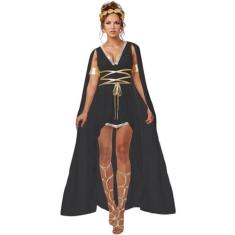 Imagem de Fantasia feminina de deusa grega, fantasia de Dia das Bruxas, preta
