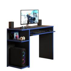 Imagem de Escrivaninha Mesa Gamer Setup Computador Notebook Preto Vermelho Azul 